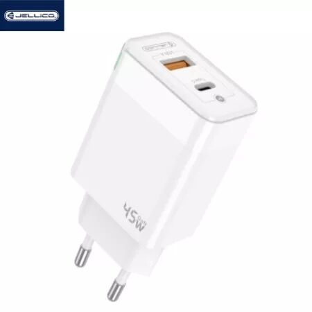 Adaptateur secteur Double port 1X USB-C + 1X USB-A (45W) JELLICO C107 (Boite/blister) blanc