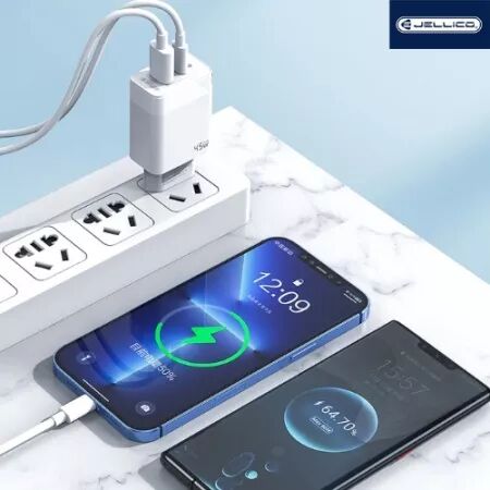 Adaptateur secteur Double port 1X USB-C + 1X USB-A (45W) JELLICO C107 (Boite/blister) blanc