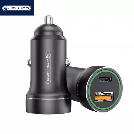 Adaptateur secteur double ports USB (18W) + USB-C/Type C (20W) voiture JELLICO F4 (Boite/BLISTER) noir