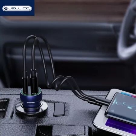 Adaptateur secteur double ports USB (18W) + USB-C/Type C (20W) voiture JELLICO F4 (Boite/BLISTER) noir