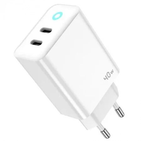 Adaptateur secteur double ports Usb-C (40W) JELLICO EU19 blanc