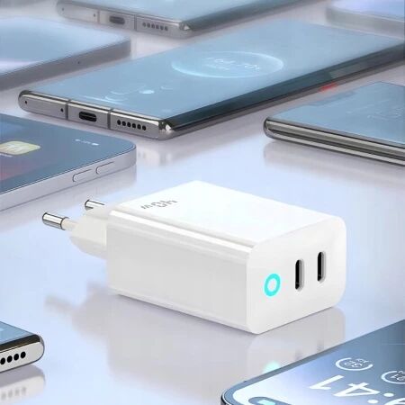 Adaptateur secteur double ports Usb-C (40W) JELLICO EU19 blanc