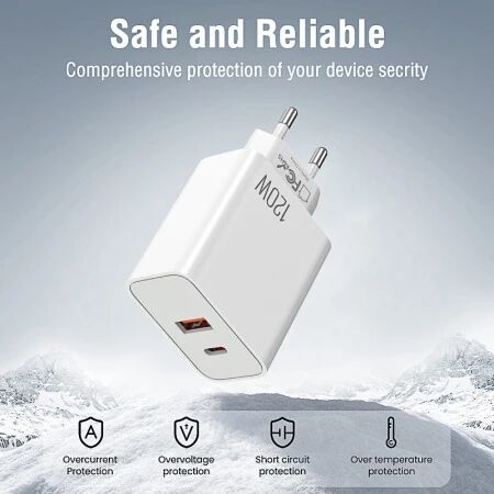 Adaptateur secteur double ports USB et USB-C/Type C (120W) JELLICO EC02 blanc