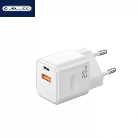 Adaptateur secteur double ports USB et USB-C/Type C (20W) JELLICO C87 (Boite/blister) blanc