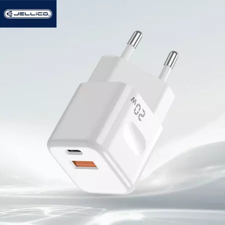 Adaptateur secteur double ports USB et USB-C/Type C (20W) JELLICO C87 (Boite/blister) blanc