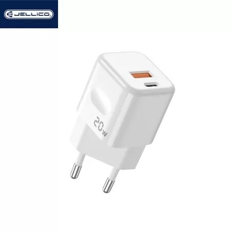 Adaptateur secteur double ports USB et USB-C/Type C (20W) JELLICO C87 (Boite/blister) blanc