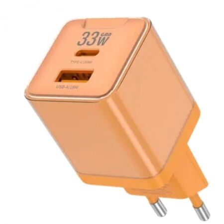 Adaptateur secteur double ports USB et USB-C/Type C (33W) avec cable Usb-C/Type C vers Lightning JELLICO EU55 orange