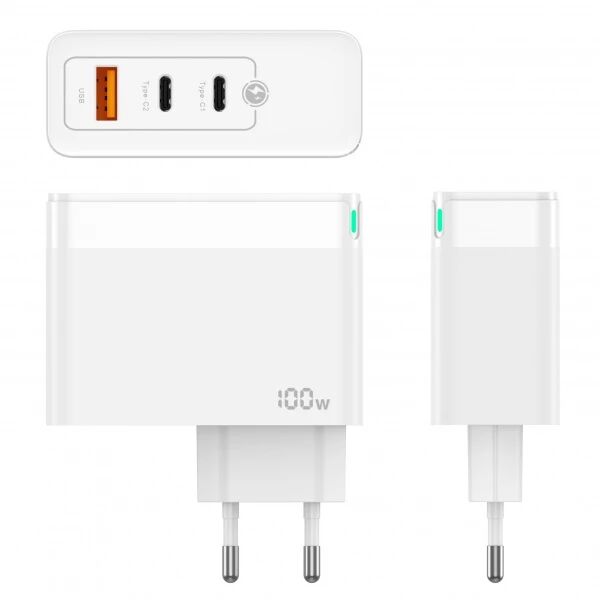 Adaptateur secteur Triple port 2X USB-C + 1X USB (100W) JELLICO C118 Blanc