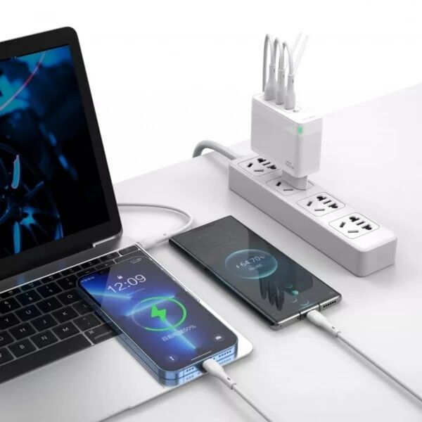 Adaptateur secteur Triple port 2X USB-C + 1X USB (100W) JELLICO C118 Blanc
