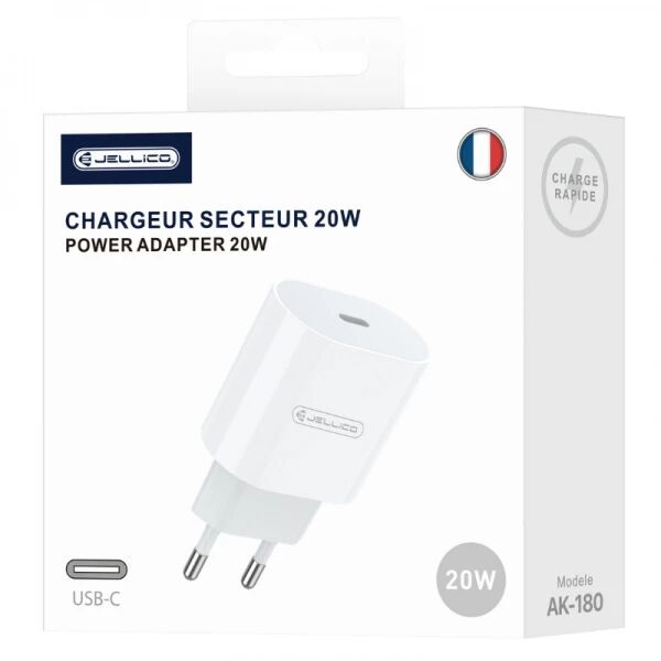 Adaptateur secteur Usb-C (20W) JELLICO AK180 blanc