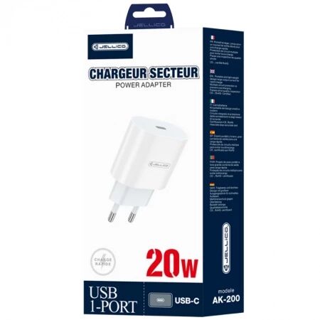 Adaptateur secteur USB-C (20W) JELLICO AK200 (Boite/blister) blanc