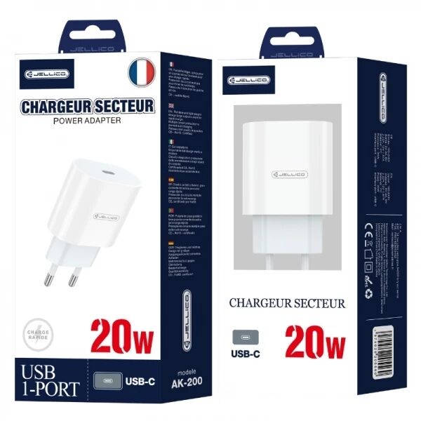 Adaptateur secteur Usb-C (20W) JELLICO AK200 blanc