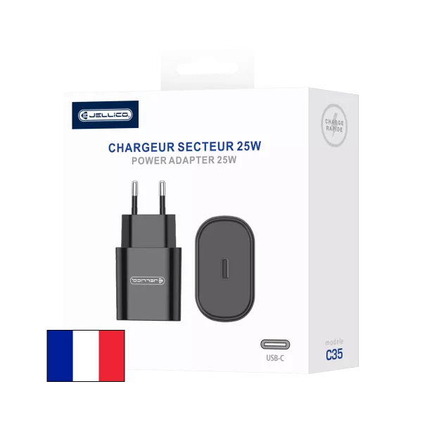 Adaptateur secteur USB-C (25W) JELLICO C35 (Boite/blister) noir