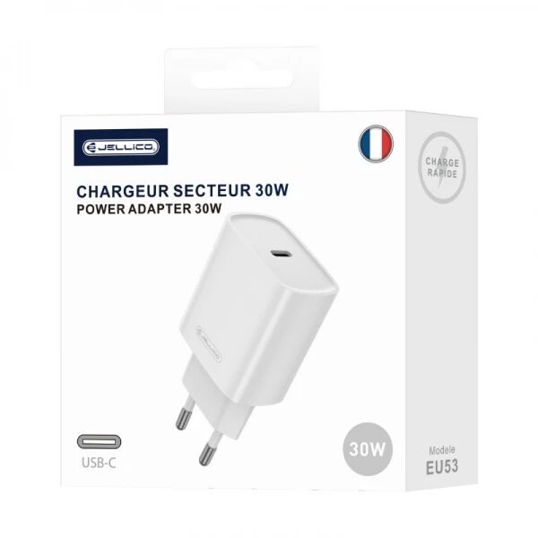 Adaptateur secteur USB-C (30W) JELLICO EU53 (Boite/blister) blanc