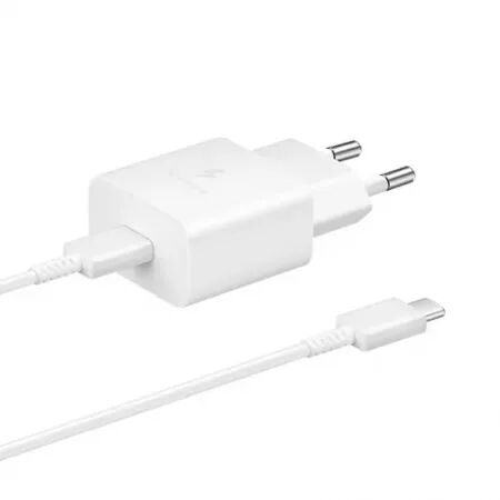 Adaptateur secteur USB-C avec cable ORIGINAL USB-C/Type C charge rapide SAMSUNG 15W EP-T1510XWEGEU (Boite/BLISTER) blanc