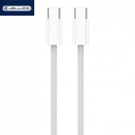 Adaptateur secteur USB-C avec cable USB-C/ Type C vers USB-C/Type C (20W) JELLICO C86 (Boite/ BLISTER) Blanc