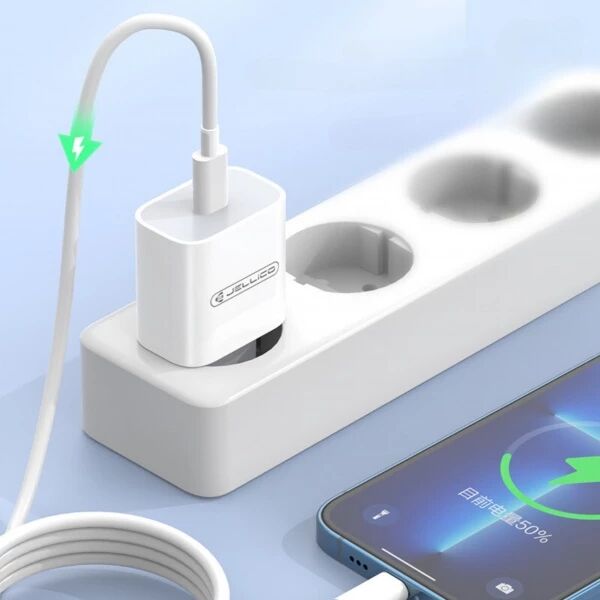 Adaptateur secteur Usb-C avec cable Usb-C/Type C vers Type C (20W) JELLICO AK180 Blanc