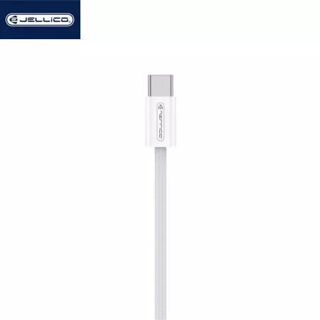 Adaptateur secteur USB-C avec cable USB-C/Type C vers USB-C/Type C (30W) JELLICO EU53 (Boite/ BLISTER) Blanc