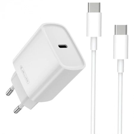 Adaptateur secteur USB-C avec cable USB-C/Type C vers USB-C/Type C (30W) JELLICO EU53 (Boite/blister) Blanc