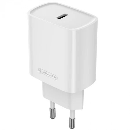 Adaptateur secteur USB-C avec cable USB-C/Type C vers USB-C/Type C (30W) JELLICO EU53 (Boite/blister) Blanc