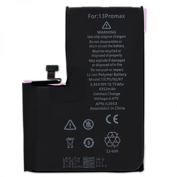 Batterie de qualit� sup�rieure (puce TI) iPhone 13 Pro Max sans message d\'erreur