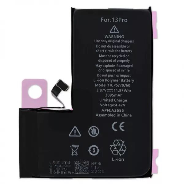 Batterie de qualit� sup�rieure (puce TI) iPhone 13 Pro sans message d\'erreur