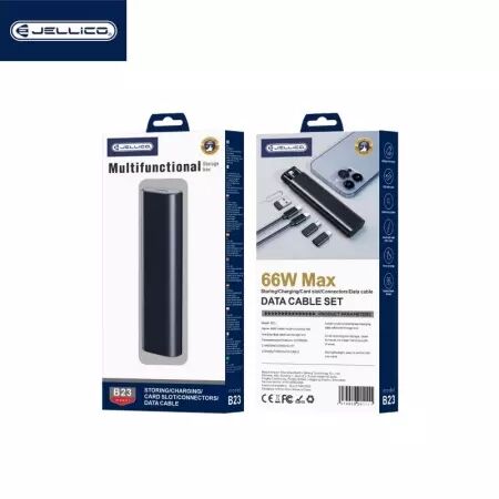 Boitier de chargement multifonctionnel (Lightning/micro USB/USB/USB-C/Type C) 66W max JELLICO B23 (Boite/BLISTER) noir