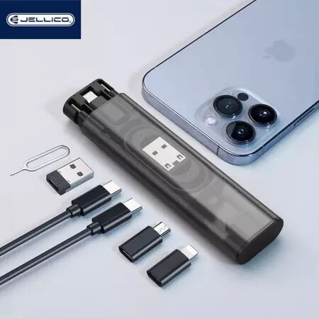 Boitier de chargement multifonctionnel (Lightning/micro USB/USB/USB-C/Type C) 66W max JELLICO B23 (Boite/BLISTER) noir