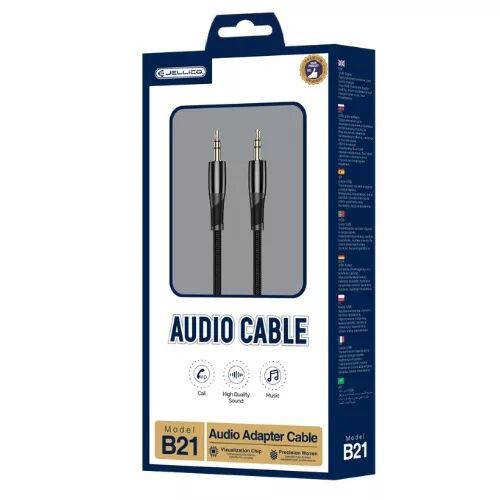 Cable Audio Jack vers Jack (3.5mm) 1.2 m�tres JELLICO B21 (Boite/blister) noir
