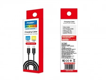 Cable de charge USB-C vers USB-C pour Nintendo Switch 2 DOBE TNS-5166 (Boite/blister) noir