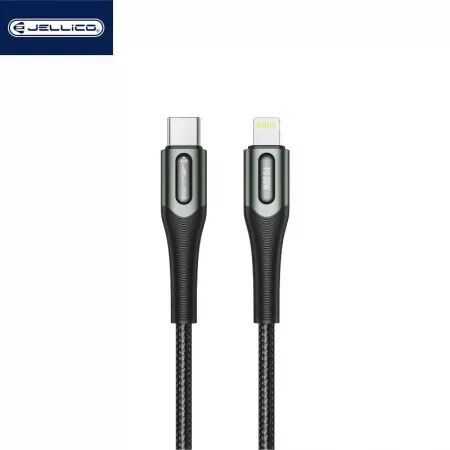 Cable USB-C/Type C vers Lightning (30W) 1 mètre avec embouts en Aluminium JELLICO B7 (Boite/BLISTER) noir