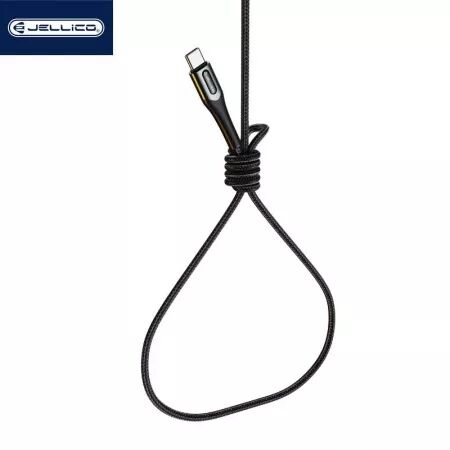 Cable USB-C/Type C vers Lightning (30W) 1 mètre avec embouts en Aluminium JELLICO B7 (Boite/BLISTER) noir