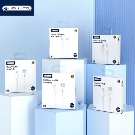 Cable USB-C/Type C vers Lightning (3.1 A) 1 m&egrave;tre JELLICO B1 (Boite/BLISTER) blanc