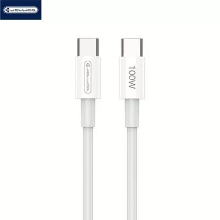 Cable USB-C/Type C vers USB-C/Type C (100W) 1 m&egrave;tre JELLICO B22 (Boite/blister) blanc