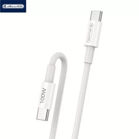 Cable USB-C/Type C vers USB-C/Type C (100W) 1 m&egrave;tre JELLICO B22 (Boite/blister) blanc