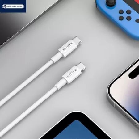 Cable USB-C/Type C vers USB-C/Type C (100W) 1 m&egrave;tre JELLICO B22 (Boite/blister) blanc