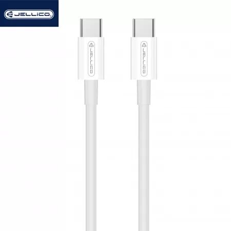 Cable USB-C/Type C vers USB-C/Type C (3.1A) 1 m&egrave;tre JELLICO B1 (Boite/BLISTER) blanc