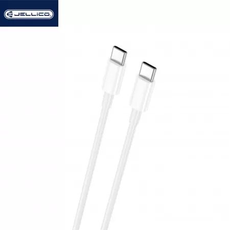 Cable USB-C/Type C vers USB-C/Type C (3.1A) 1 m&egrave;tre JELLICO B1 (Boite/BLISTER) blanc