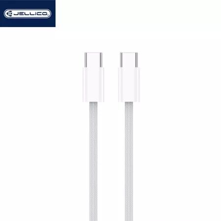 Cable USB-C/Type C vers USB-C/Type C pour iPhone 15 (60w) 1 mètre JELLICO (Boite/BLISTER) blanc