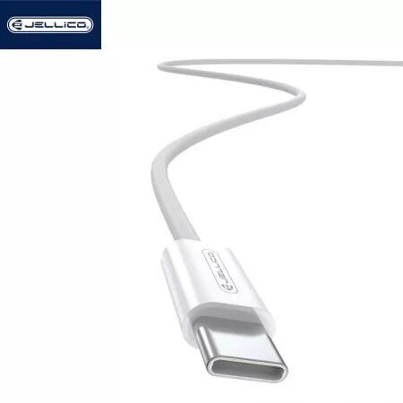 Cable USB-C/Type C vers USB-C/Type C pour iPhone 15 (60w) 1 mètre JELLICO (Boite/BLISTER) blanc