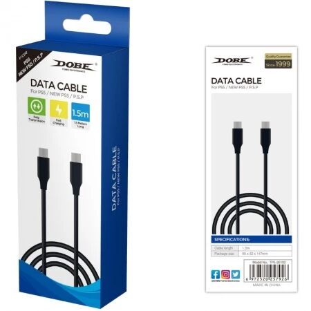 Cable USB-C vers USB-C 1,5 m pour PlayStation 5 / PS5 DOBE TP5-35102 (Boite/blister) noir