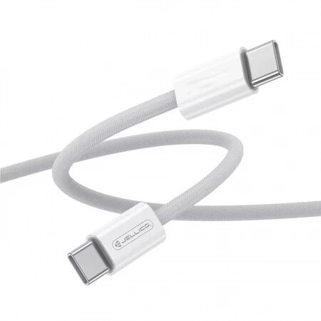 Cable Usb-C vers USB-C/Type C (60W) 2 m&egrave;tres en nylon tress&eacute; JELLICO IP5 blanc