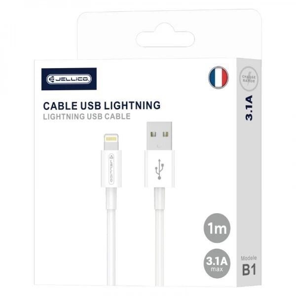 Cable Usb vers Lightning (3.1 A) 1 m�tre JELLICO B1 blanc