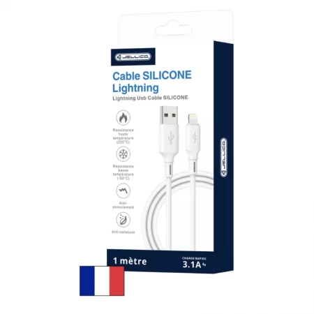 Cable Usb vers Lightning (3.1 A) 1 mètre JELLICO B24 (Boite/blister) blanc