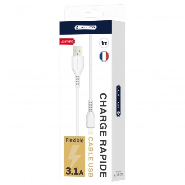 Cable Usb vers Lightning (3.1 A) 1 m�tre JELLICO KDS-30 blanc