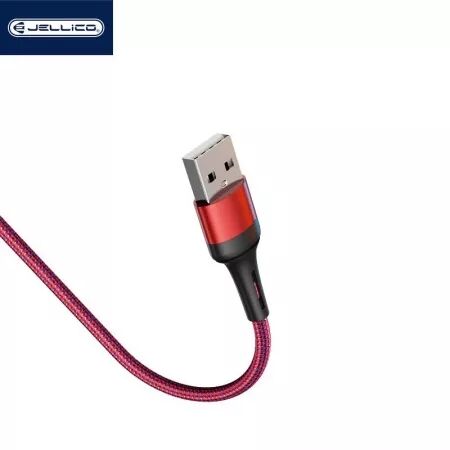 Cable Usb vers Lightning (3.1A) 1 mètre en nylon tressé JELLICO A20 (Boite/BLISTER) rouge