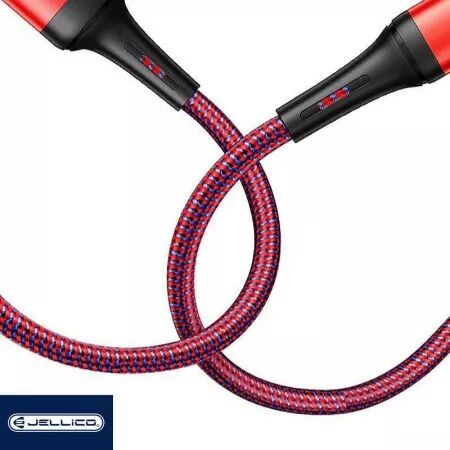 Cable Usb vers Lightning (3.1A) 1 mètre en nylon tressé JELLICO A20 (Boite/BLISTER) rouge