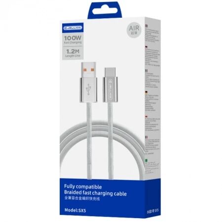 Cable Usb vers Usb-c/Type C (100W) 1.2 m&egrave;tre JELLICO SX5 gris