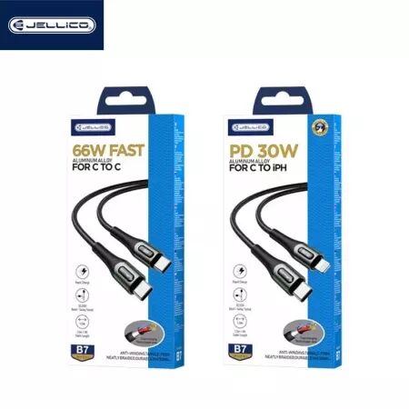 Cable Usb vers USB-C/Type C (3.1A) 1 mètre avec embouts en Alluminium JELLICO B7 (Boite/BLISTER) noir