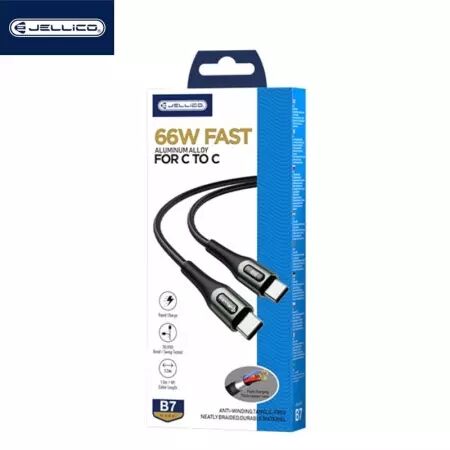 Cable Usb vers USB-C/Type C (3.1A) 1 mètre avec embouts en Alluminium JELLICO B7 (Boite/BLISTER) noir